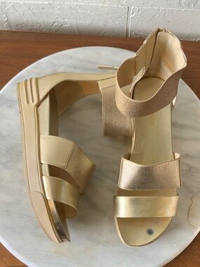 Nine West Metallic Gold Platform Sandals